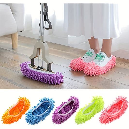 5 Pairs Of Mop Slippers Shoes Cover, Soft Washable Reusable Microfiber Foot Socks, Dust Mop Slippers For Cleaning Bathroom, Kitchen, Bedroom