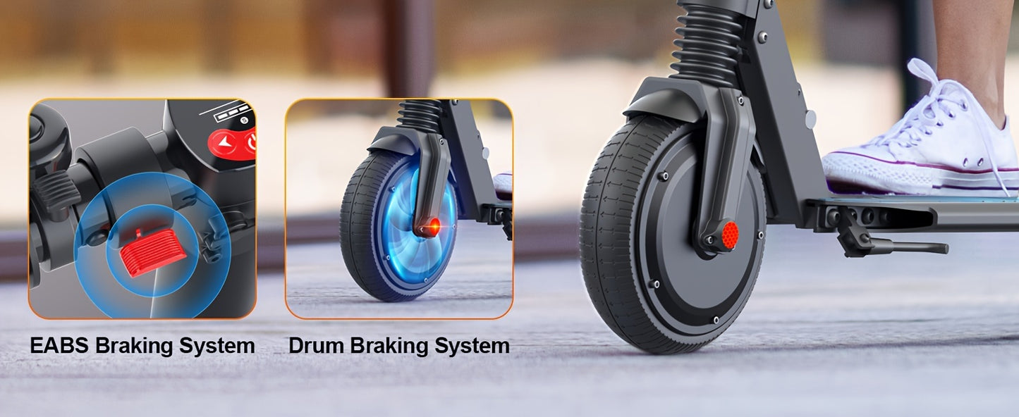 CAROMA 250W Portable Folding Electric Scooter, Range Of 15.5 Miles, 15.5 Miles Per Hour, 6.5-inch Solid Tires, Adult Commuting Electric Scooter, Electronic Brake, Maximum Load Of 220 Pounds