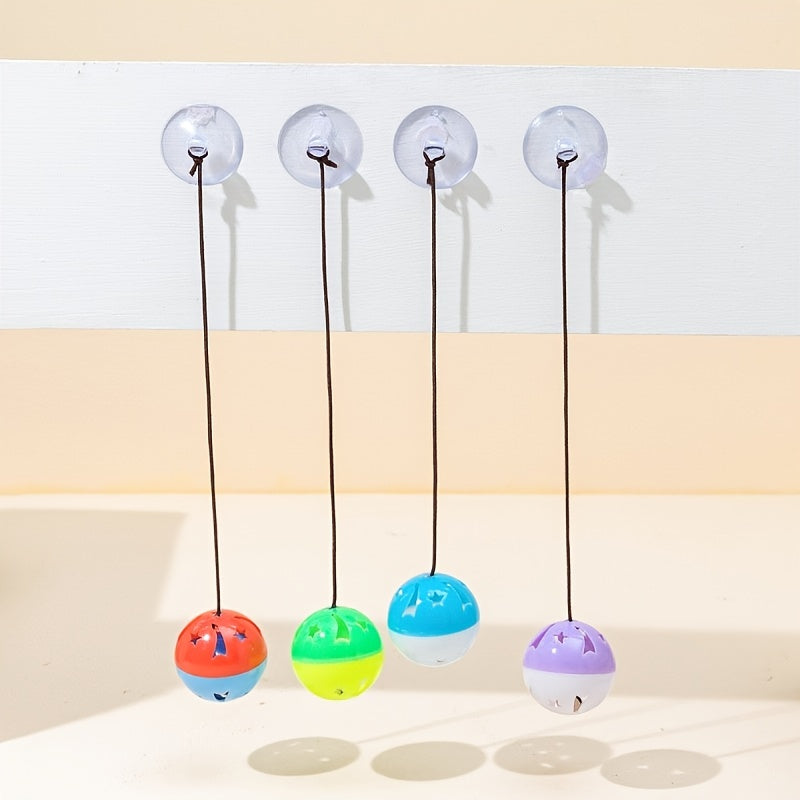 Vacuum Bell Bouncy Ball Pet Supplies Cat Toy Colorful Plastic Sound Bell Interactive Self-Entertaining Ball Random Color