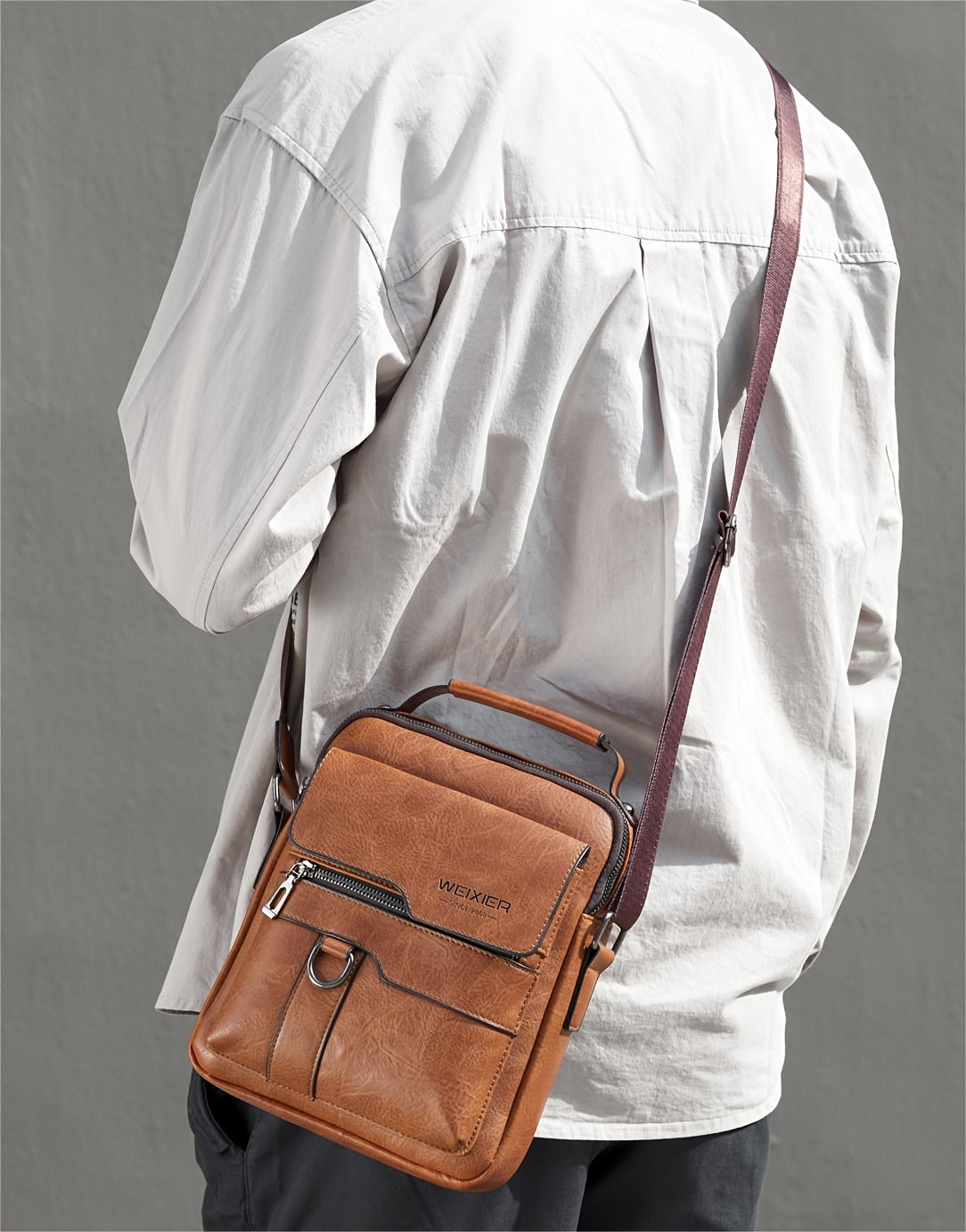 WEIXIER Crossbody Bag, Men's Shoulder Bag Vintage Hand Business Men's Casual Bag Satchel Bag For Men Gift For Father/Anniversary