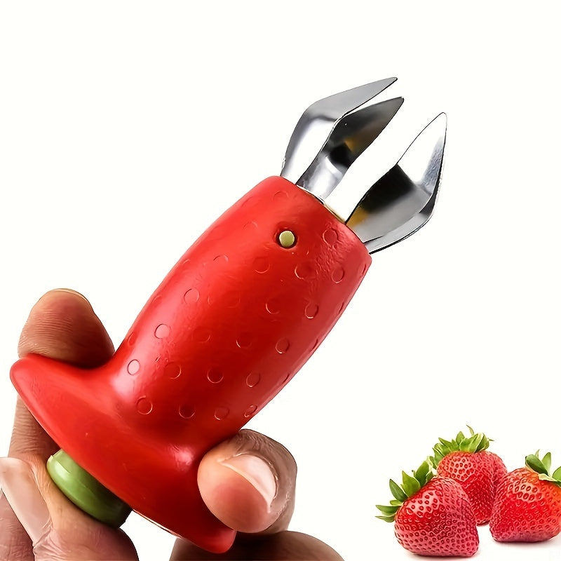 1pc Stainless Steel Strawberry Huller and Tomato Corer - Ergonomic Easy Grip, Durable ABS Handle, Kitchen Gadget for Efficient Fruit Stem Removal, Tomato Coring Device | Functional Kitchen Tool | Durable Kitchenware