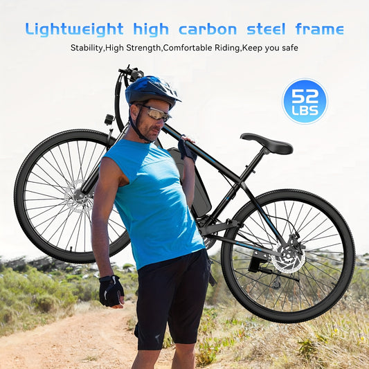 26" Electric Bike for Adults, 21-Speed Mountain EBike with 500W Peak Motor, Up to 20 MPH, 60 Miles Max Range, Electric Bicycle with Removable Battery & 5-Working Modes