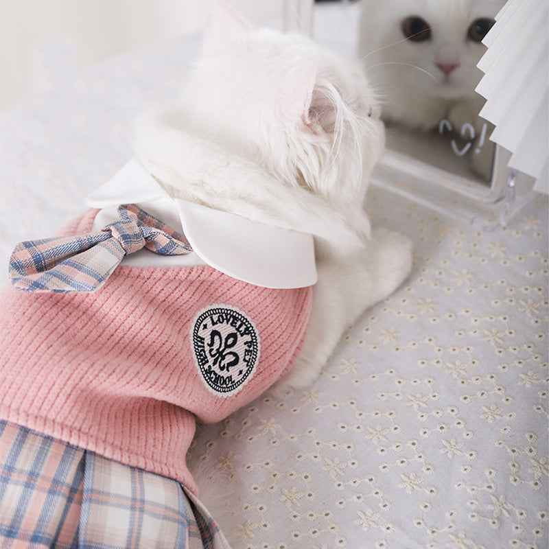 Adorable Bowknot Dog Sweater Dress - Warm Winter Pet Costume for Small, Medium, Large Dogs & Cats - Soft, Cozy, and Stylish Pet Apparel for Cold Weather