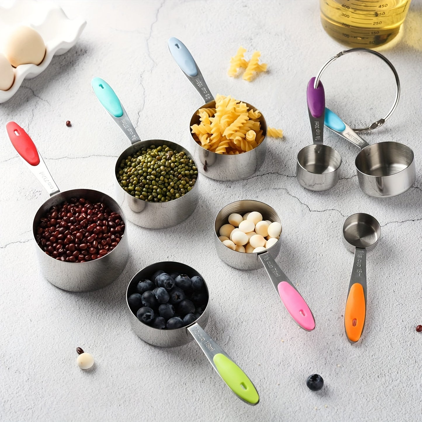 5pcs/8pcs/13pcs, Measuring Cups And Spoons, 8pcs Stainless Steel Measuring Cups, 5pcs Spoons, For Dry And Liquid Ingredient, Kitchen Gadgets, Kitchen Stuff, Kitchen Accessories, Home Kitchen Items
