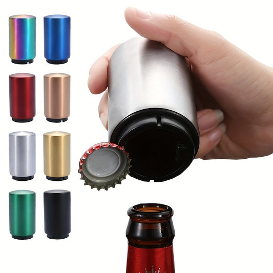 Automatic Beer Bottle Opener,Magnet Beer Opener,Stainless Steel Push Down Opener Wine Beer Soda Cap Opener Kitchen Accessories,Creative Kitchen Tool Magnetic Automatic Press Lid Opener Portable Bar Gadgets,Household Labor-Sav