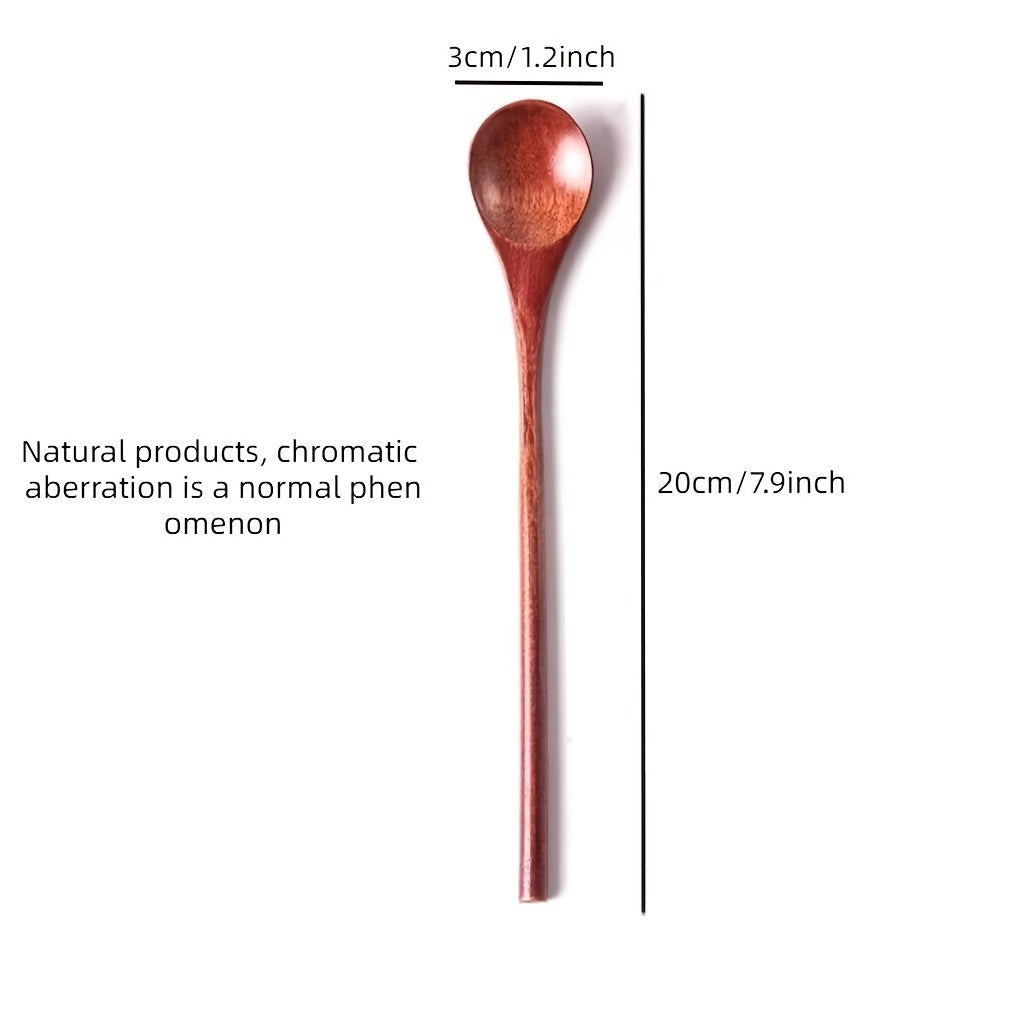 10pcs Wooden Spoon, Wooden Coffee Spoons Long Handle Wooden Mixing Spoon Long Handle Wooden Teaspoon Handmade Wood Stirring Spoon For Kitchen Stirring