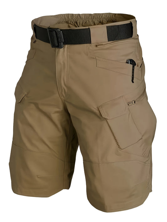 Men's Tactical Cargo Shorts Multi-Pocket Waterproof Outdoor Hiking Track Large Size Fit Casual Polyester Solid Color
