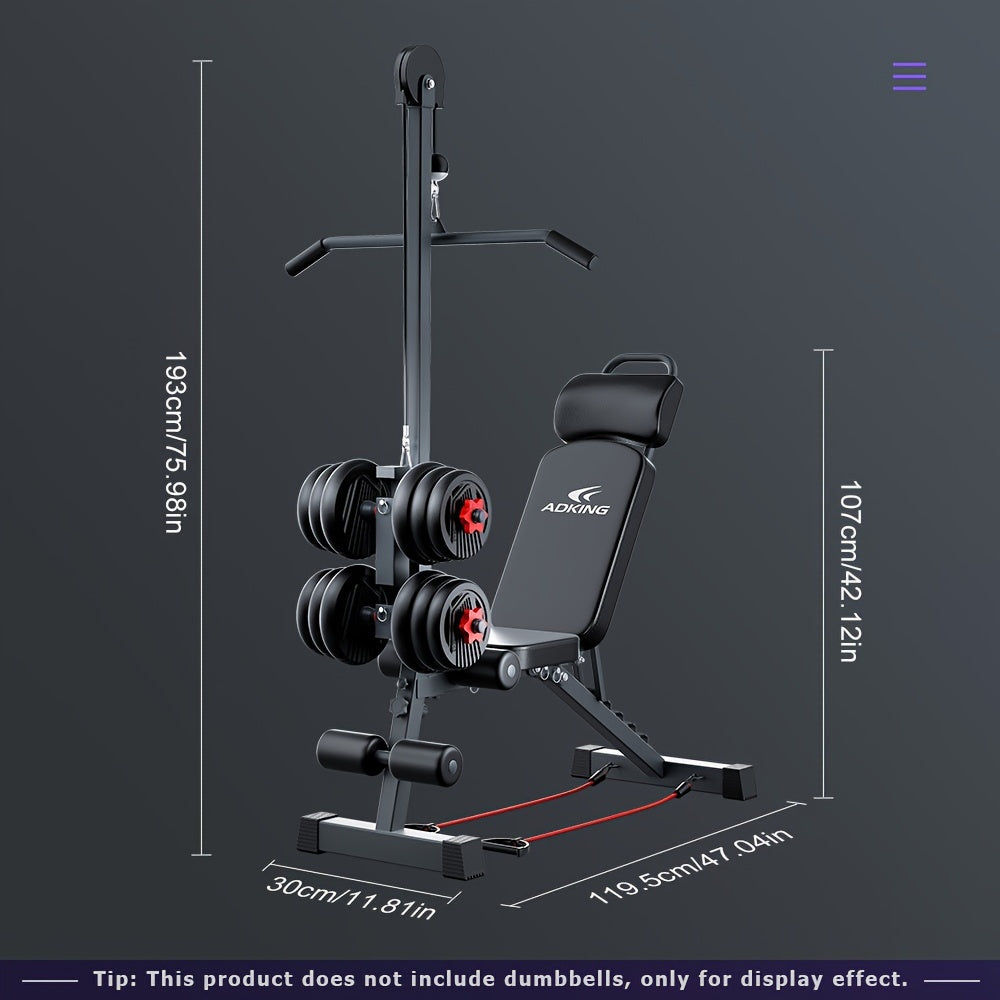 Versatile Home Gym Bench with Pull-Up Bar & Sit-Up Assist - Adjustable, Multi-Functional Fitness Equipment for Full Body Workout (Dumbbells Not Included), High Pull Rod, Bird Bench