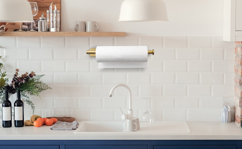 1pc Stainless Steel Self-Adhesive Paper Towel Holder - Space-Saving Wall Mount Design for Kitchen, Counter, Cabinet, and Bathroom - Easy Installation, Punch-Free, and Durable