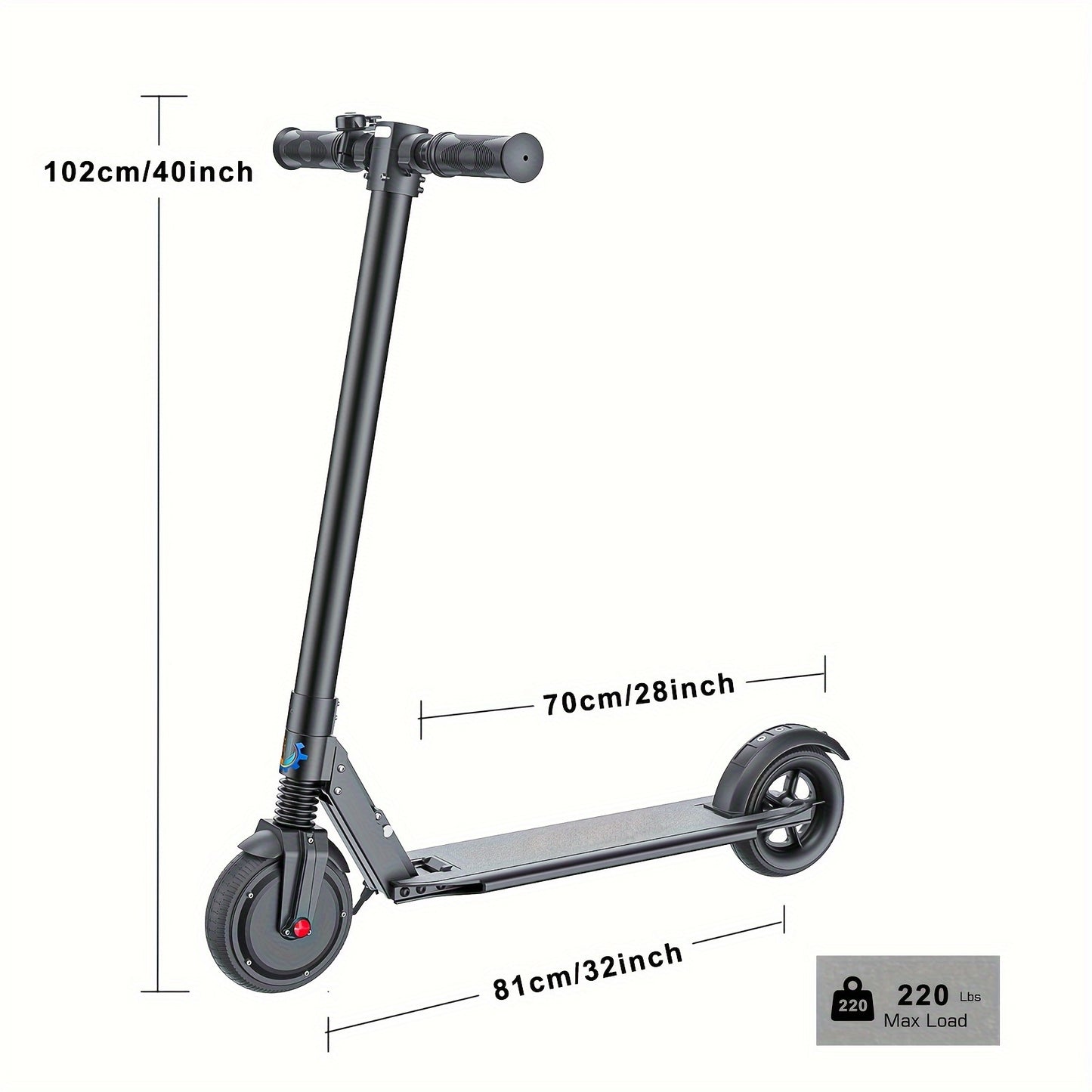 250W CAROMA Foldable Electric Scooter for Adults - 15.5 MPH Top Speed, 15.5 Mi Range, 220 Lbs Max Load, Safe Electronic Brake System, Portable & Durable Aluminum Alloy, Black with Colorful Accents - Ideal for Commuting