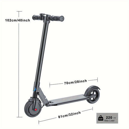 250W CAROMA Foldable Electric Scooter for Adults - 15.5 MPH Top Speed, 15.5 Mi Range, 220 Lbs Max Load, Safe Electronic Brake System, Portable & Durable Aluminum Alloy, Black with Colorful Accents - Ideal for Commuting