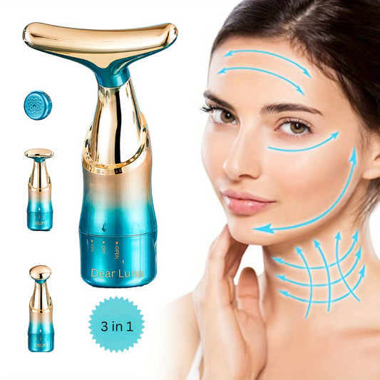 3 Attachments, 3-in-1 Face Massager, Neck Massager, Body Massager, Beauty Device For Women, Portable Electric Facial And Body Massager