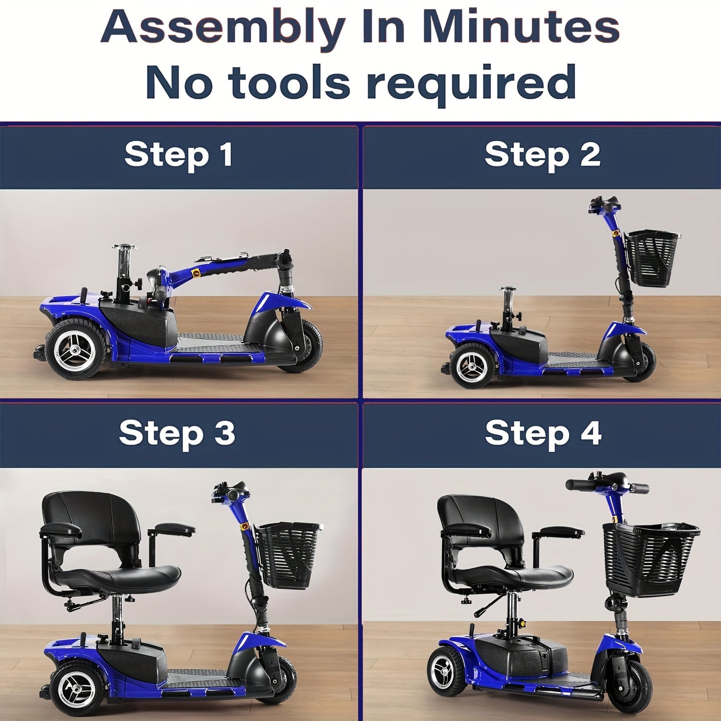 BMBMT 3 Wheel Electric Mobility Scooter With Basket And Light, High-Performance Folding Electric Scooter, Mobility Scooter Foldable For Adults, 20 Km Long Range, Maximum Speed 6km/h, Motor Power-180W