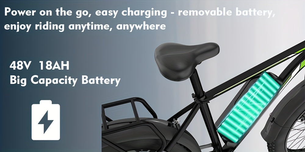 F26 Electric Bike for Adults 740W Electric Bicycle 48V 18AH (864WH) Removable Battery Electric Bike 26" Fat Tire Mountain 19mph 7 Speed Gears Dual Shock Absorber Electric Bike