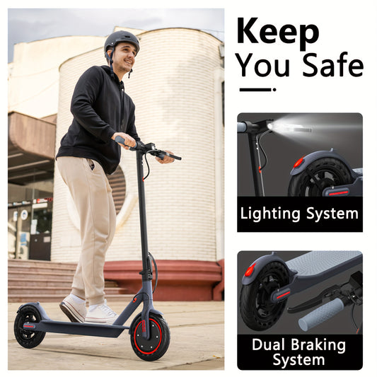 LADPED LP80 350W Foldable Electric Scooter for Adults & Teens, 8.5" Anti-skid Solid Tires, 19 Mile Range&3 Speed Modes, LCD Display, Puncture-Resistant, with Taillight - Perfect for Commuting, Campus, And Travel, Work, Park,
