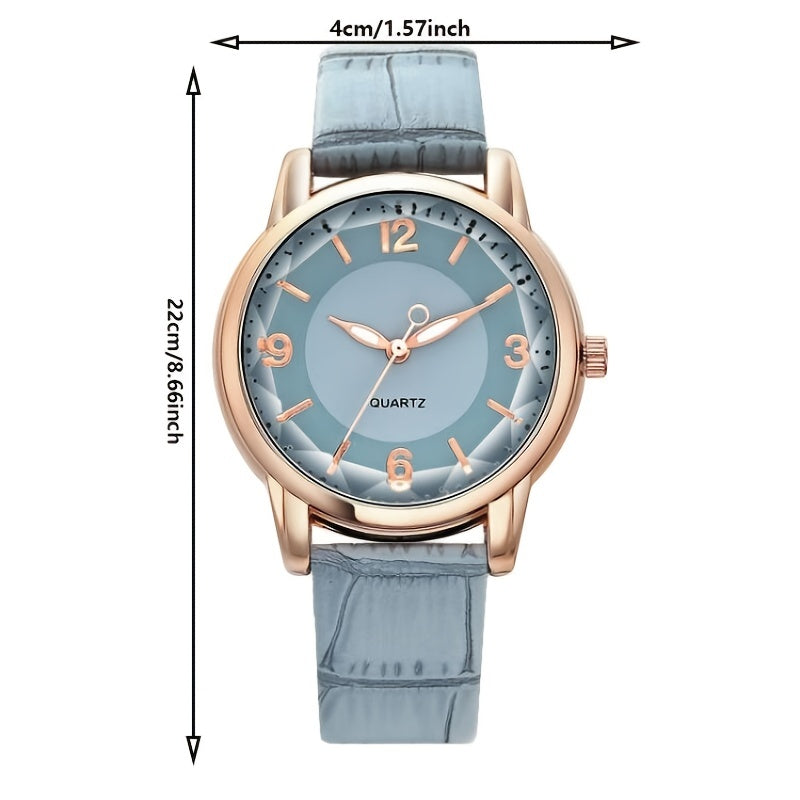 Elegant Women's Quartz Watch - Genuine Leather Strap, Water-Resistant, Versatile for All Occasions
