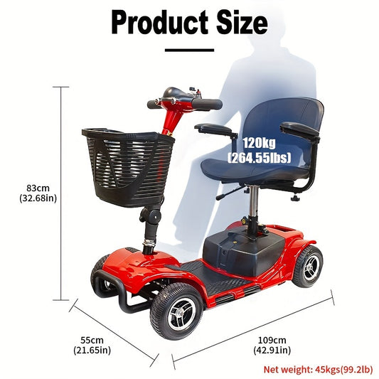 24V12Ah Folding 180W Electric Scooter Electric 4 Wheel 22km long range Foldable Mobility Scooters with light