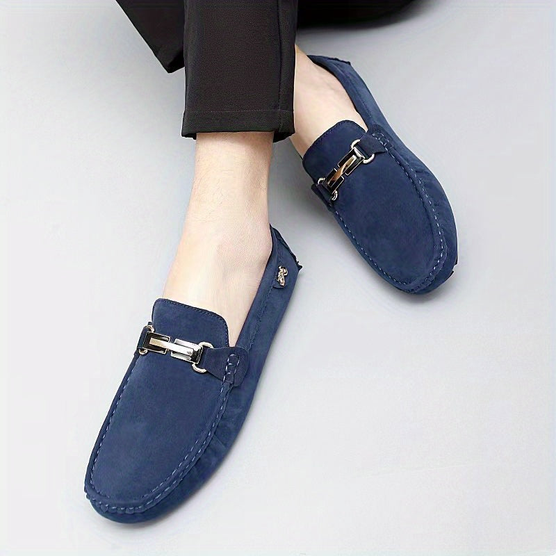 [Metallic Moccasin Loafer Shoes] Men's Moccasin Loafer Shoes With Metallic Decor, Comfy Non-slip Slip On Shoes, Men's Shoes, Spring And Summer
