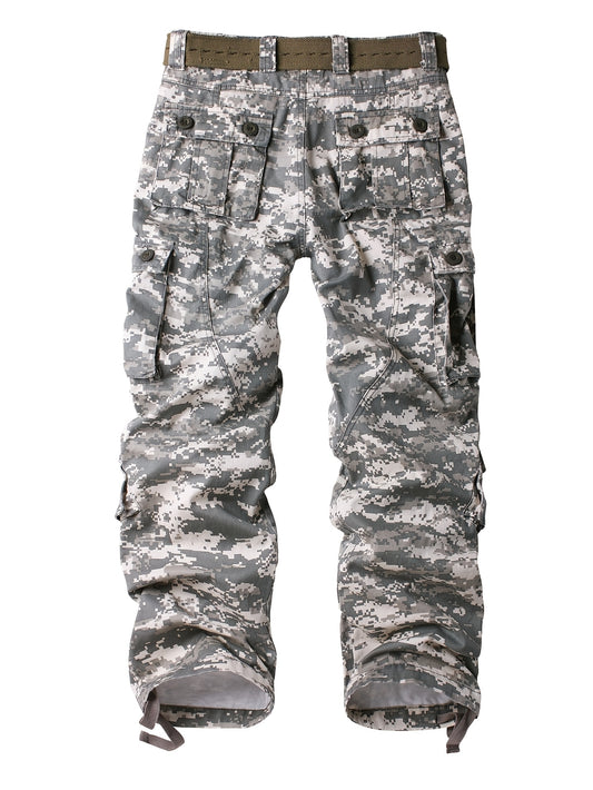 Men's Cotton Camouflage Cargo Pants Multi-Pocket Tactical Loose Fit Regular Length mid Waist Casual Weekend Wear