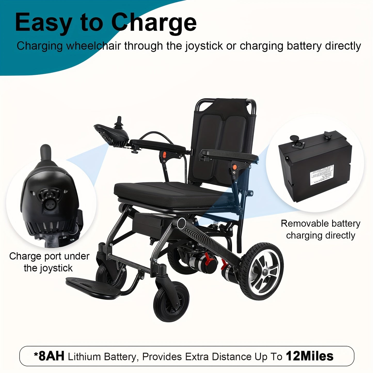 2024 Folding Electric Powered Scooters Wheelchair Lightweight Portable Smart Chair Personal Mobility Scooter Wheelchair, Travel Wheelchair for Senior, Supports 280LBS