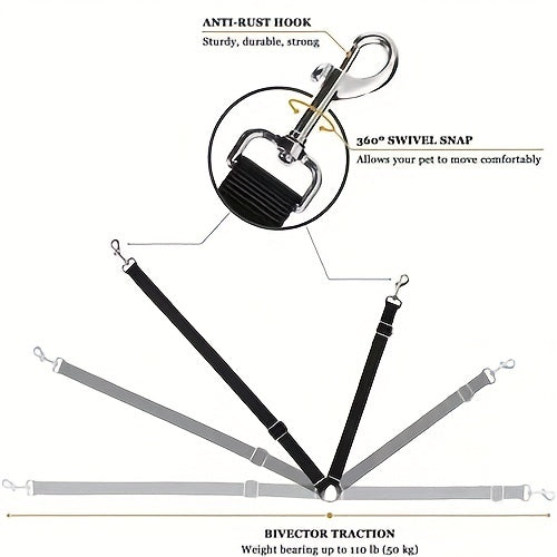 Retractable Pet Car Leash with Safety Buckle - Securely Restrain Dogs and Cats During Car Rides