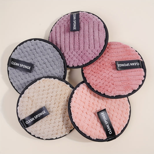 5pcs Makeup Remover Face Puffs, Cleansing Makeup Remover, Reusable Washable Facial Cleansing Pads Wet And Dry Dual Use