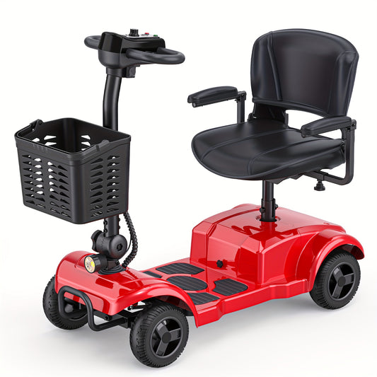 ENGWE Folding 4-Wheel Mobility Scooter, 250W 24V Motor, 15 Miles Long Range For Adults With Detachable Basket, Front Light, 265lbs Max Weight, Halloween Christmas Gifts