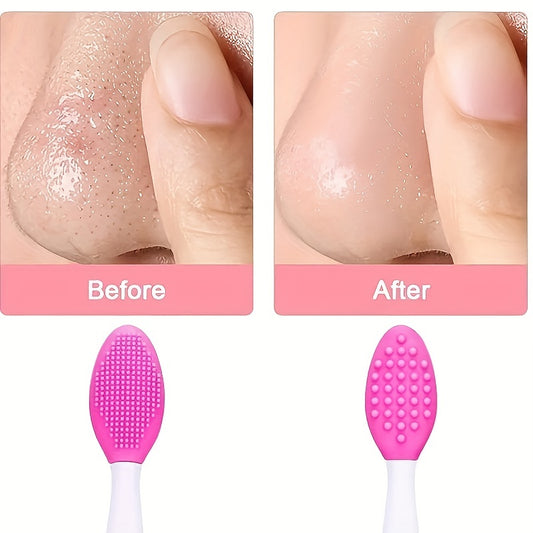 1pc Silicone Pore Brush, Exfoliate Your Large & Visible Pores With This Facial Brush, Double-Sided Black Head Cleaning Tool, Beauty & Skincare Accessories