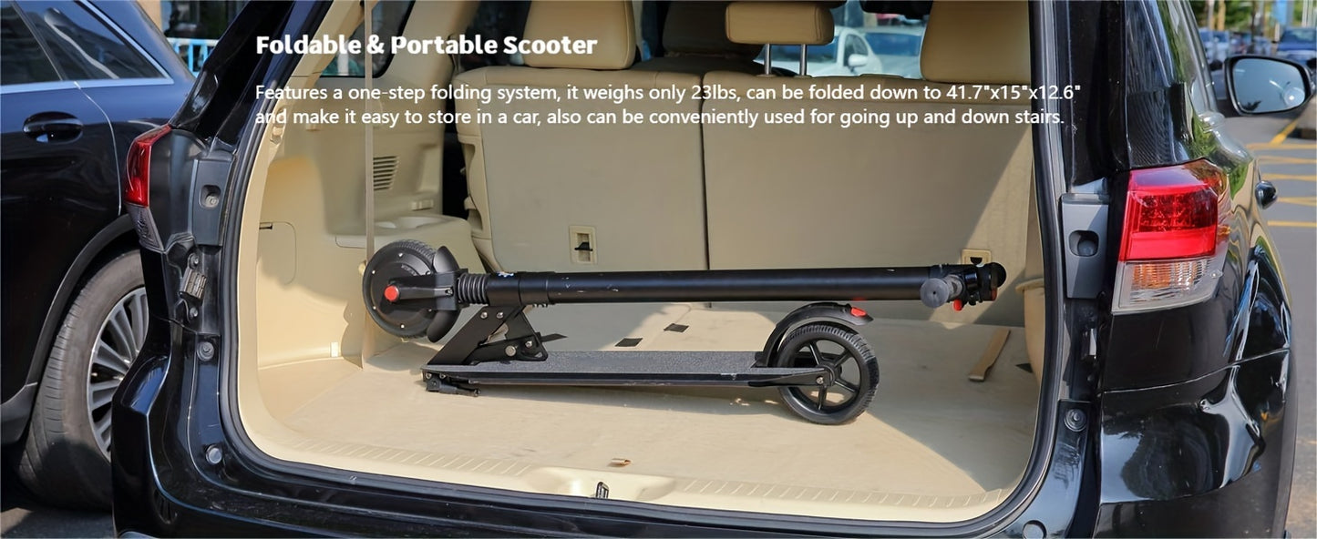 CAROMA 250W Portable Folding Electric Scooter, Range Of 15.5 Miles, 15.5 Miles Per Hour, 6.5-inch Solid Tires, Adult Commuting Electric Scooter, Electronic Brake, Maximum Load Of 220 Pounds