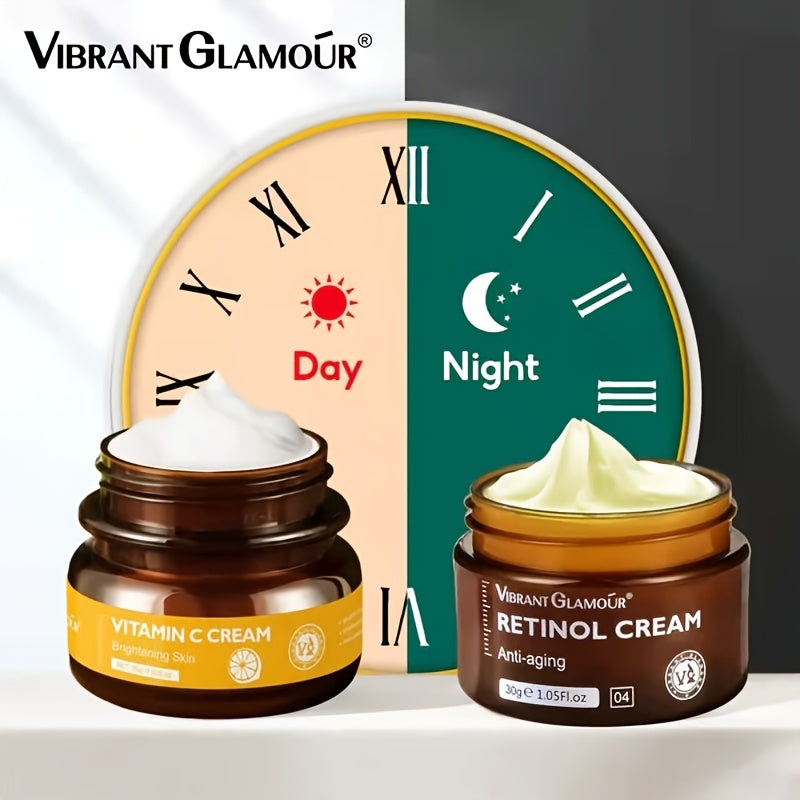 1 Set Retinol Rich Anti-Aging Night Cream and Vitamin C Facial Skin Care Combination Gift Set for Glowing Skin