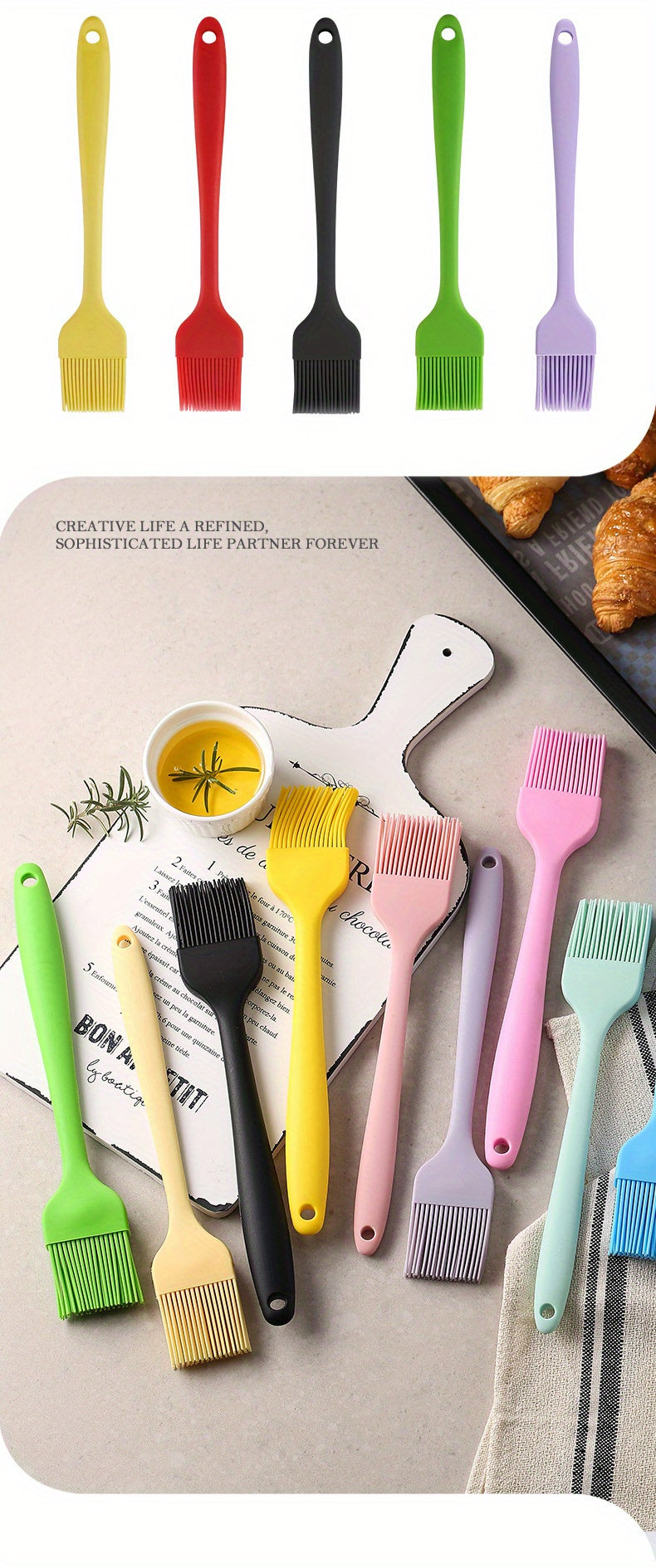 1pc, Oil Brush, Silicone Baking Brush, Portable Barbecue Brush, Household Oil Brush For Baking Cooking, Creative Oil Brush For BBQ Baking, Basting Brush For Kitchen BBQ, Kitchen Stuff, Kitchen Accessaries