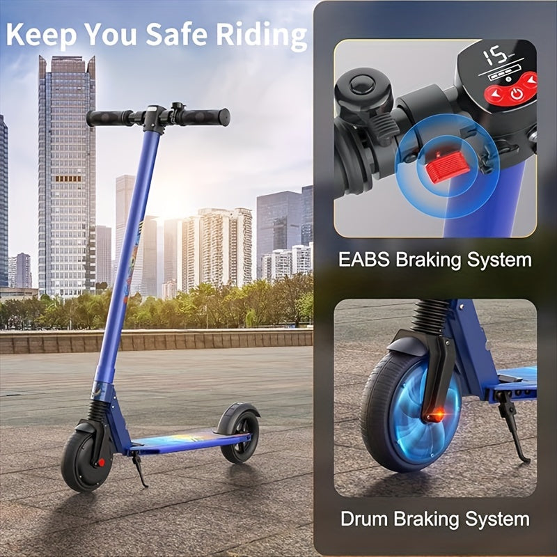 250W CAROMA Foldable Electric Scooter for Adults - 15.5 MPH Top Speed, 15.5 Mi Range, 220 Lbs Max Load, Safe Electronic Brake System, Portable & Durable Aluminum Alloy, Black with Colorful Accents - Ideal for Commuting