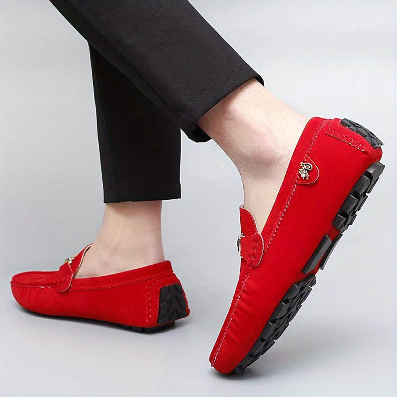 [Metallic Moccasin Loafer Shoes] Men's Moccasin Loafer Shoes With Metallic Decor, Comfy Non-slip Slip On Shoes, Men's Shoes, Spring And Summer