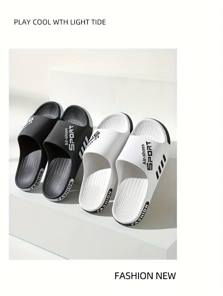 Stylish & Comfortable All-Season Quick-Dry Slides: Non-Slip, Easy-Clean PVC Slippers for Indoor/Outdoor Use