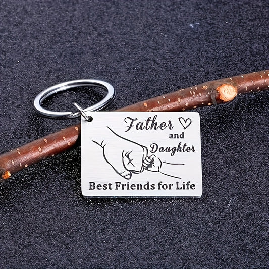 Stainless Steel Keychain for Dad from Daughter, Father Daughter Bonding Themed Keyring, Novelty Women's Key Chain with Ring Buckle, Single Piece, Ideal Gift for Father's Day, Grandparent's Day, Birthdays, Christmas, Valentine