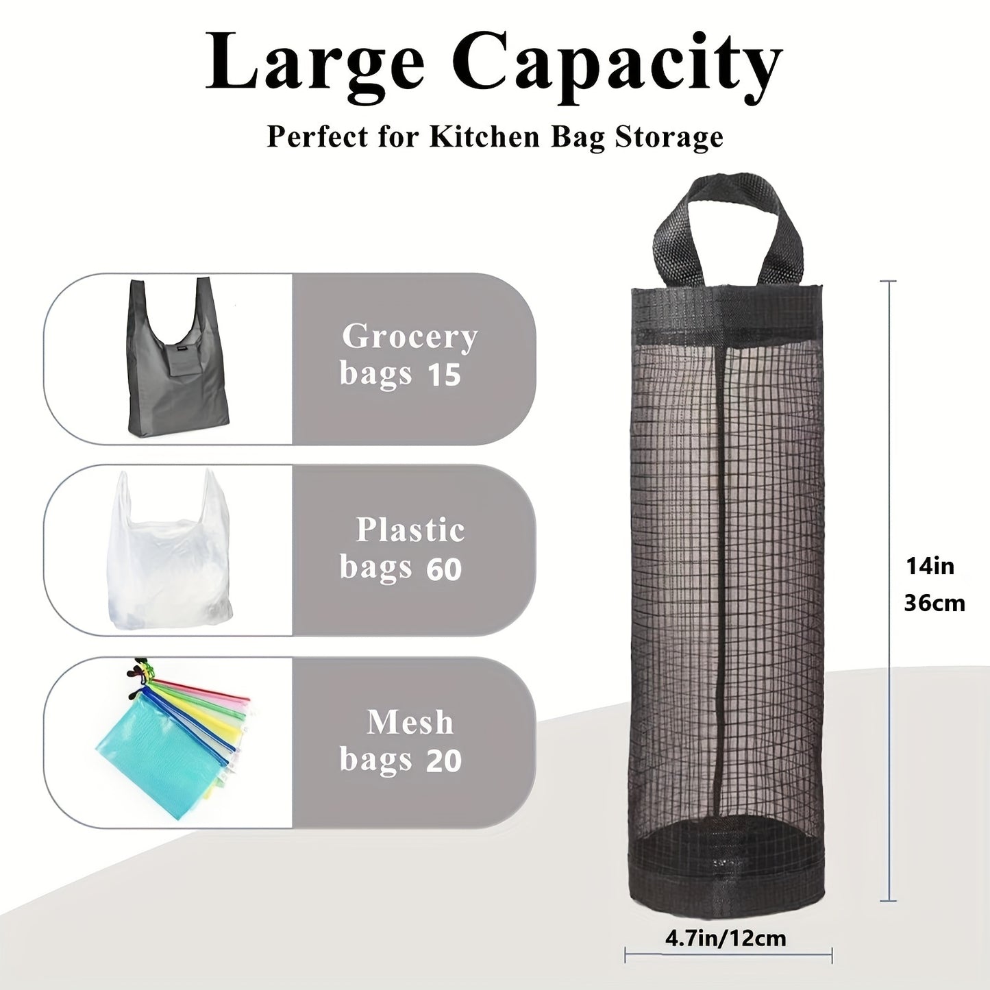 1pc Collapsible Plastic Bag Organizer - Convenient Grocery Bag Holder with Durable Mesh Storage, Foldable Garbage Bag Dispenser, Ventilated for Kitchen Freshness and Space-Saving Efficiency