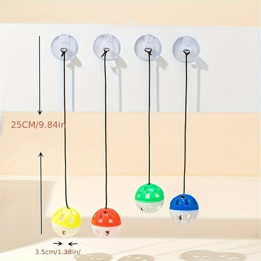 Vacuum Bell Bouncy Ball Pet Supplies Cat Toy Colorful Plastic Sound Bell Interactive Self-Entertaining Ball Random Color