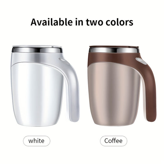 1pc, Marvelous Self-Stirring Mug - 13oz Stainless Steel Auto Mixing Coffee Cup for Hot Beverages - Magnetic, Insulated, Travel-Friendly Kitchen Essential for Office, Home, Summer, Winter Drinkware, and Home Kitchen Organizati